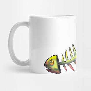 green fishbone on pinkish backgorund Mug